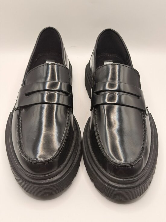 Steve Madden Men\'s Zeb Black Leather Penny Loafer Sz 7